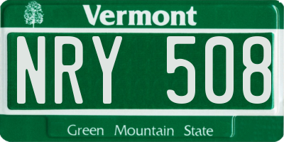 VT license plate NRY508