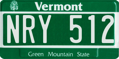 VT license plate NRY512