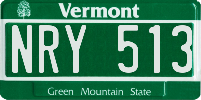 VT license plate NRY513