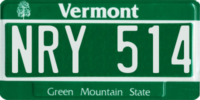 VT license plate NRY514