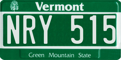 VT license plate NRY515