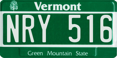 VT license plate NRY516