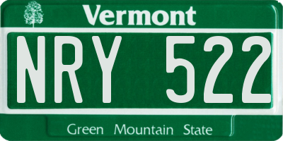 VT license plate NRY522