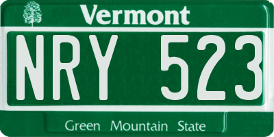 VT license plate NRY523