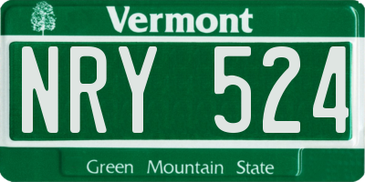 VT license plate NRY524