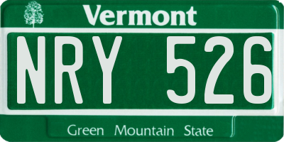 VT license plate NRY526