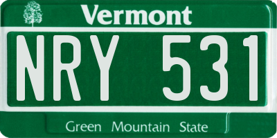 VT license plate NRY531