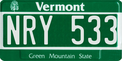 VT license plate NRY533