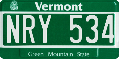 VT license plate NRY534