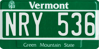VT license plate NRY536