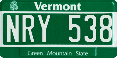 VT license plate NRY538