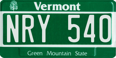 VT license plate NRY540