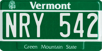 VT license plate NRY542