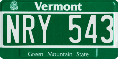 VT license plate NRY543