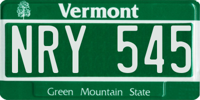 VT license plate NRY545