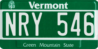 VT license plate NRY546