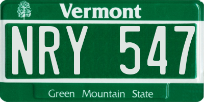 VT license plate NRY547