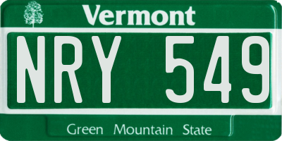 VT license plate NRY549
