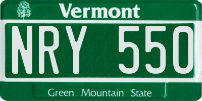 VT license plate NRY550
