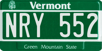 VT license plate NRY552
