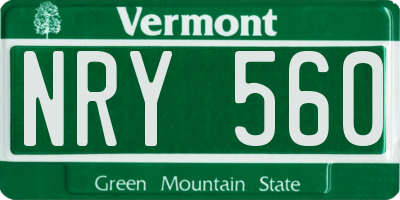 VT license plate NRY560