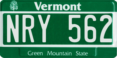 VT license plate NRY562
