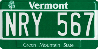 VT license plate NRY567