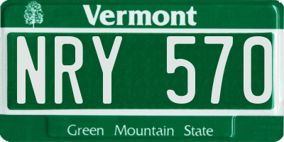 VT license plate NRY570