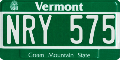 VT license plate NRY575
