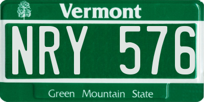 VT license plate NRY576