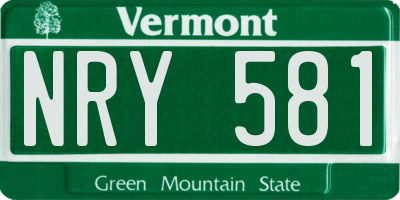 VT license plate NRY581