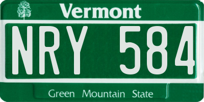 VT license plate NRY584