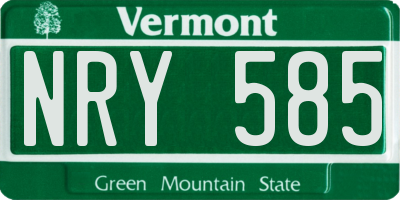 VT license plate NRY585
