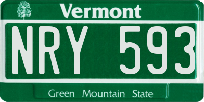 VT license plate NRY593
