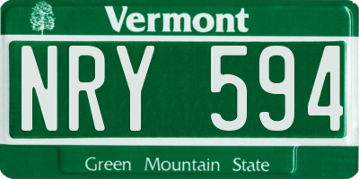 VT license plate NRY594
