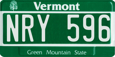 VT license plate NRY596