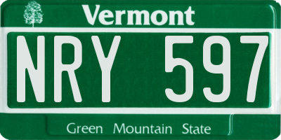 VT license plate NRY597