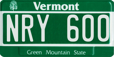 VT license plate NRY600
