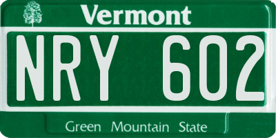 VT license plate NRY602
