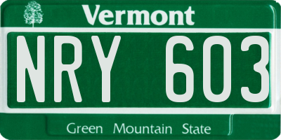 VT license plate NRY603
