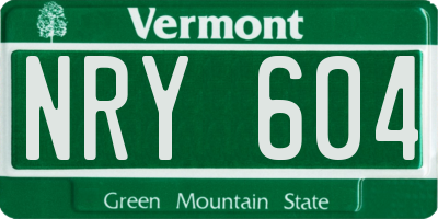 VT license plate NRY604