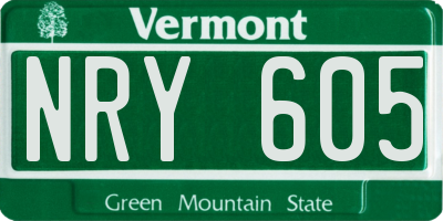 VT license plate NRY605