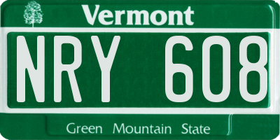 VT license plate NRY608