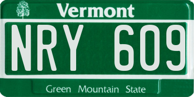 VT license plate NRY609