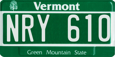 VT license plate NRY610