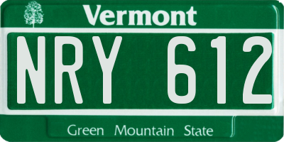VT license plate NRY612