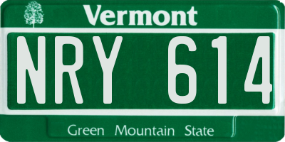 VT license plate NRY614