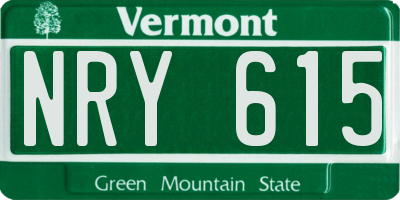 VT license plate NRY615