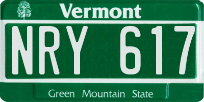 VT license plate NRY617