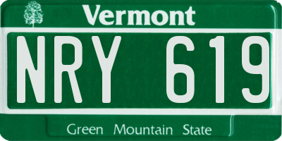 VT license plate NRY619